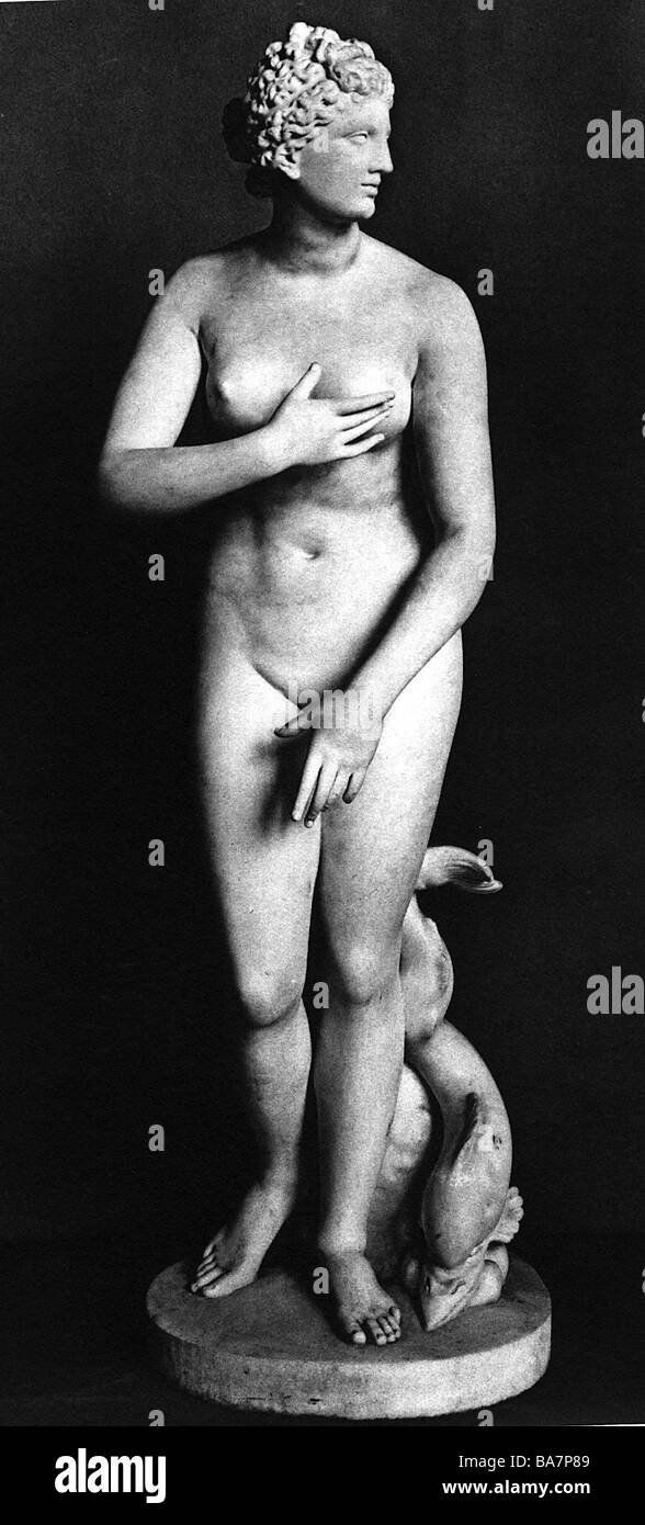 Venus, diosa del amor y la belleza, de longitud completa, estatua de mármol, por Milo, Foto de stock