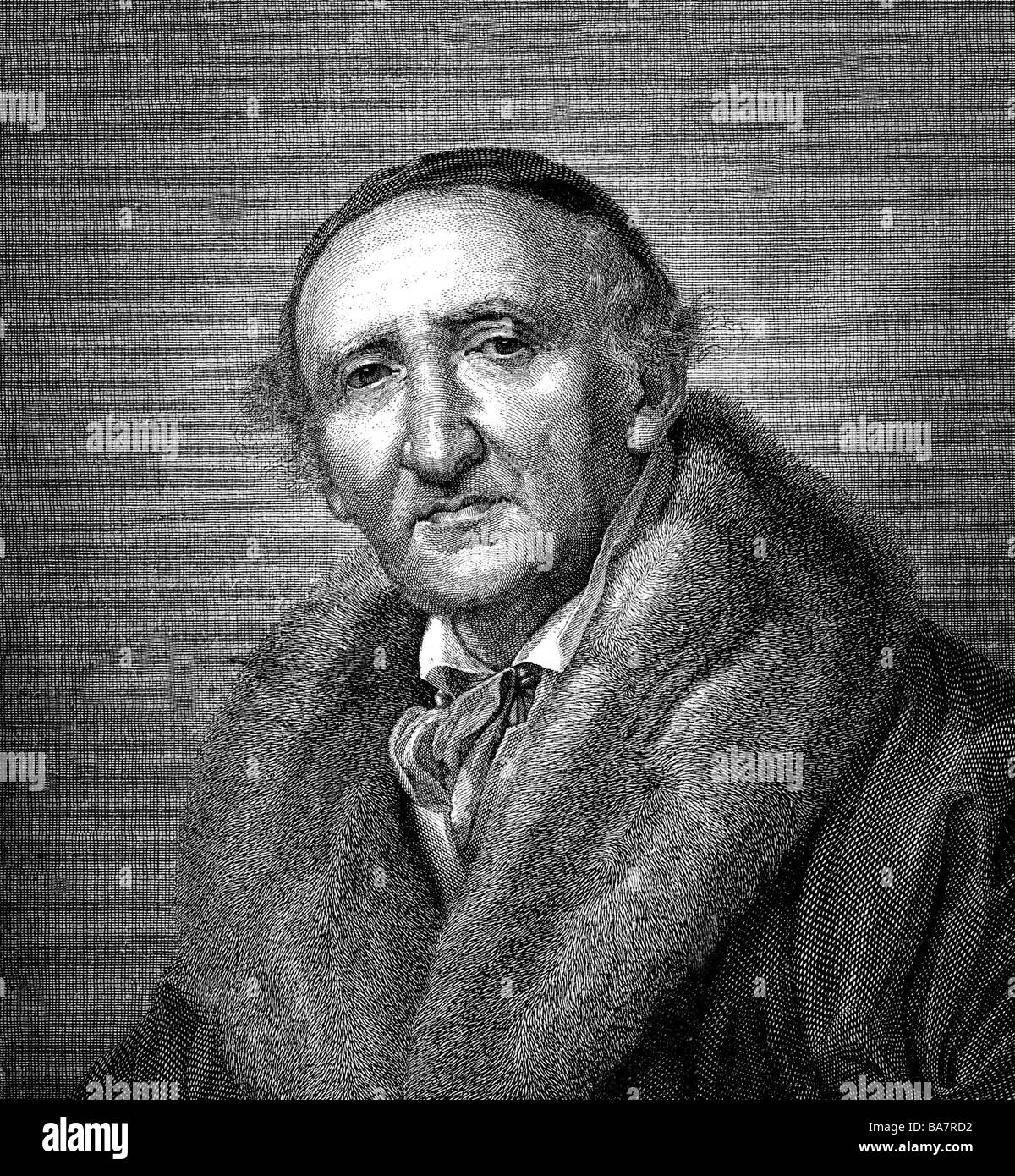 Schadow, Johann Gottfried, 20.5.1764 - 27.1.1850, escultor alemán, retrato, grabado en madera por H. Brei, después de pintar por Huebner, Foto de stock