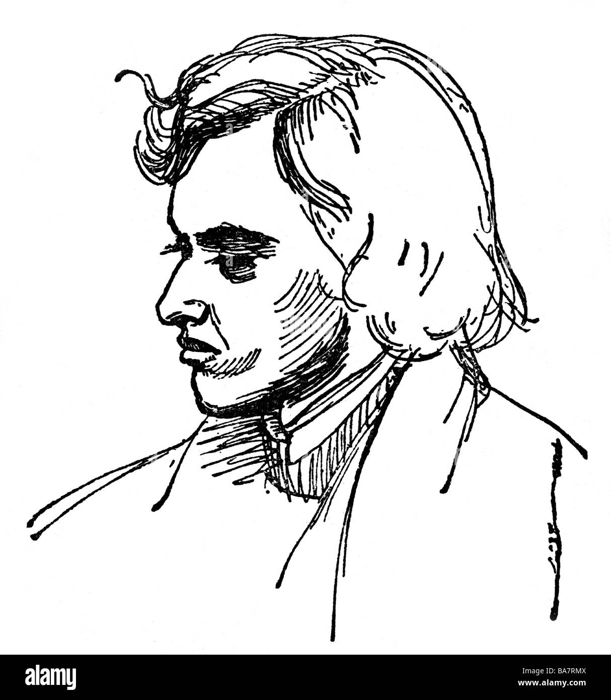 Rossetti, Dante Gabriel, 12.5.1828 - 9.4.1882, pintor británico, poeta, retrato, autorretrato, dibujo, , Foto de stock