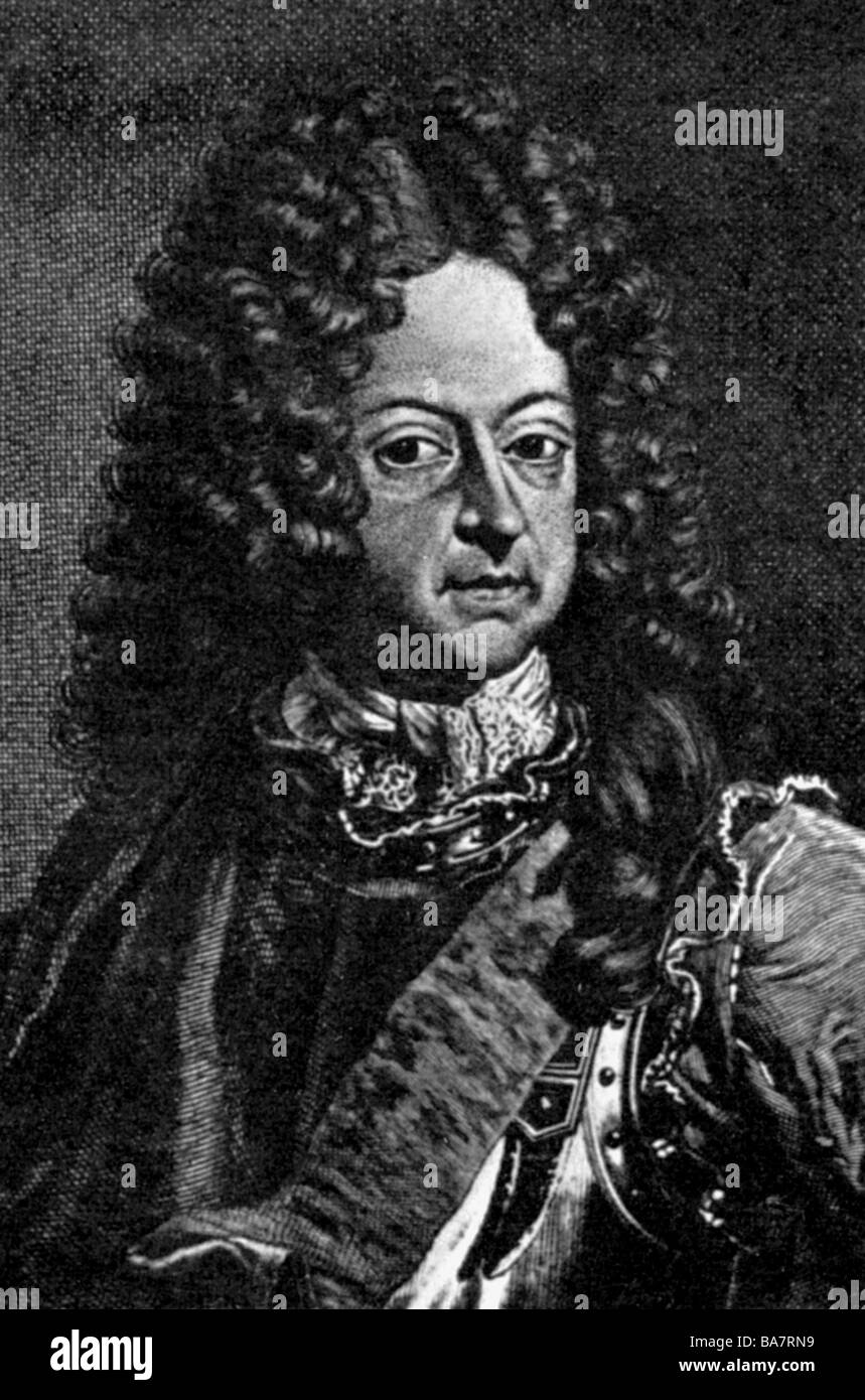 George I, 28.3.1660 - 11.6.1727, Rey de Gran Bretaña 1.8.1714 - 11.6.1727, retrato, grabado en cobre por Picart, circa 1730, , Copyright del artista no ha de ser borrado Foto de stock