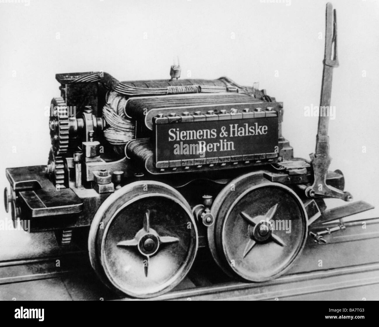 Transporte / transporte, ferrocarril, locomotoras, locomotoras eléctricas, Siemens und Halske, Berlín, 1879, Foto de stock