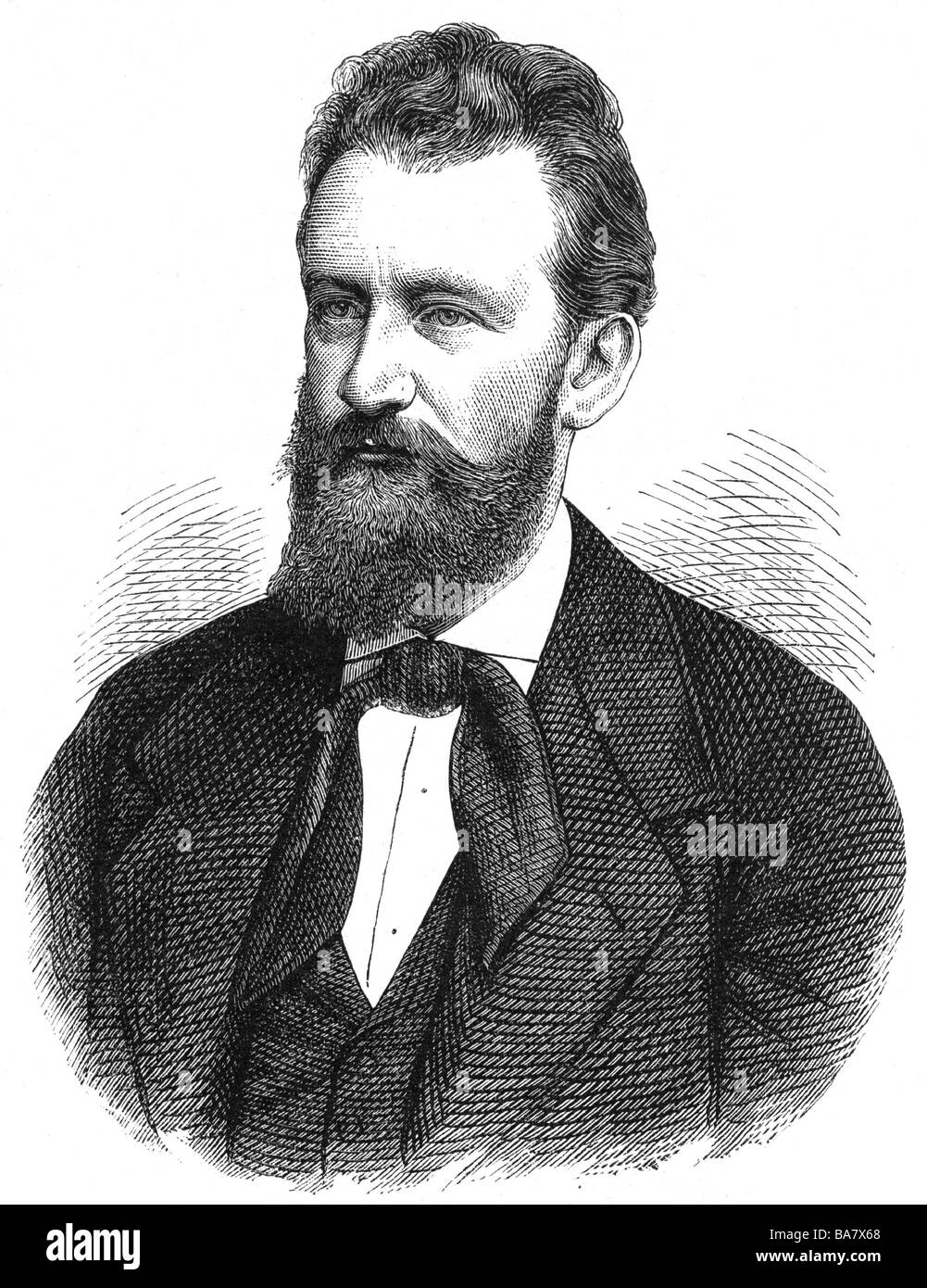 Millöcker, Karl, 29.4.1842 - 31.12.1899, músico austriaco (compositor), retrato, grabado en madera, siglo 19, Foto de stock