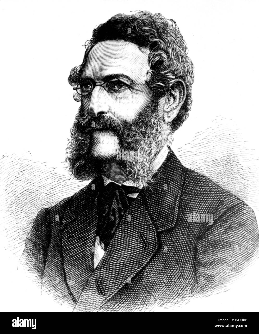 Auersperg, Anton Alexander count, 11.4.1806 - 12.9.1876, autor / escritor austriaco, retrato, grabado en madera, 1874, Foto de stock