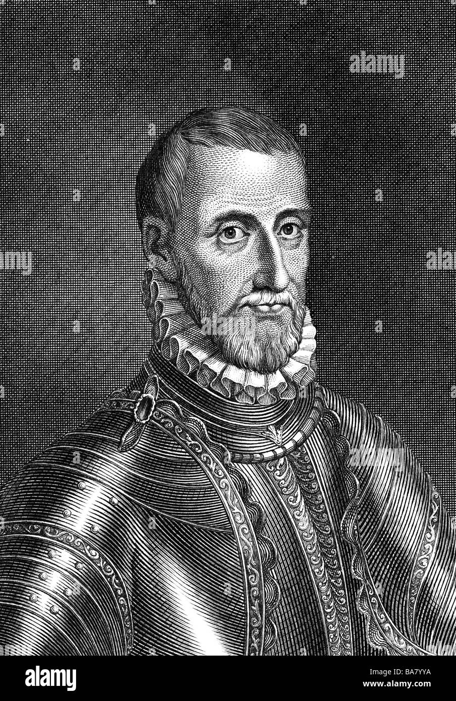 Gaspard de Coligny; II, 16.2.1519 - 24.8.1572, político francés, retrato, acero grabado, del siglo xix, , Artist's Copyright no ha de ser borrado Foto de stock