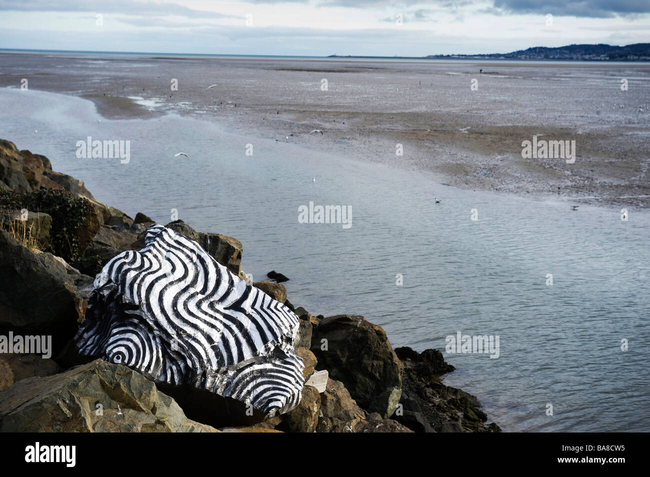Zpe de Sandymount Playa Bahía de Dublín Irlanda Foto de stock