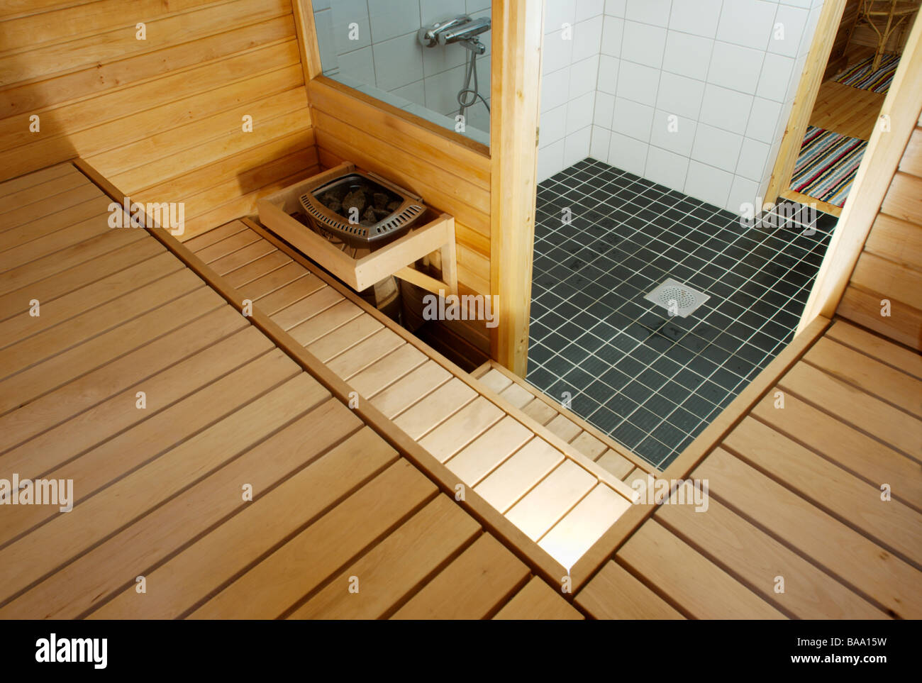 Interior de la sauna Foto de stock