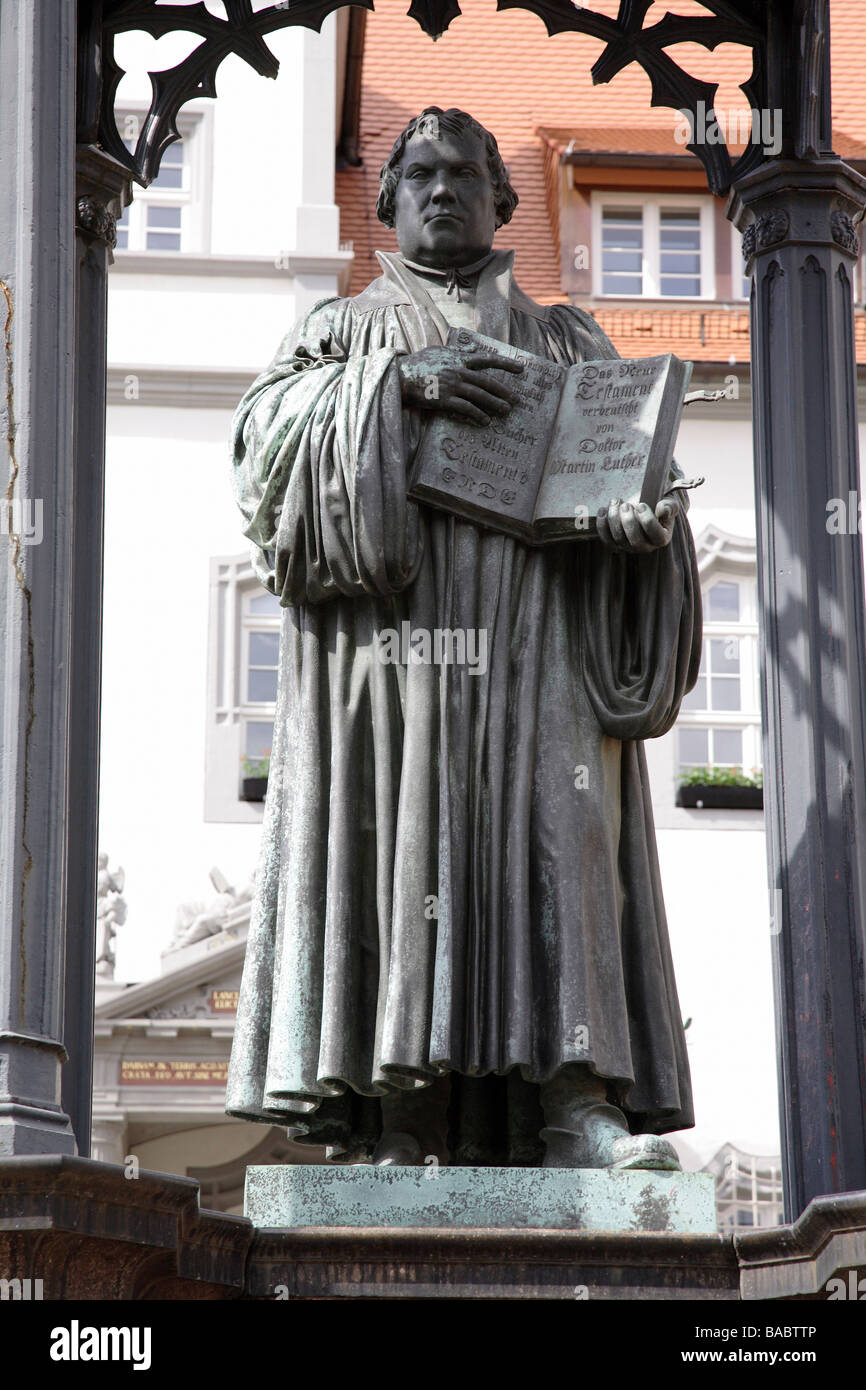 Estatua de Martín Lutero en Wittenberg, Alemania Fotografía de stock