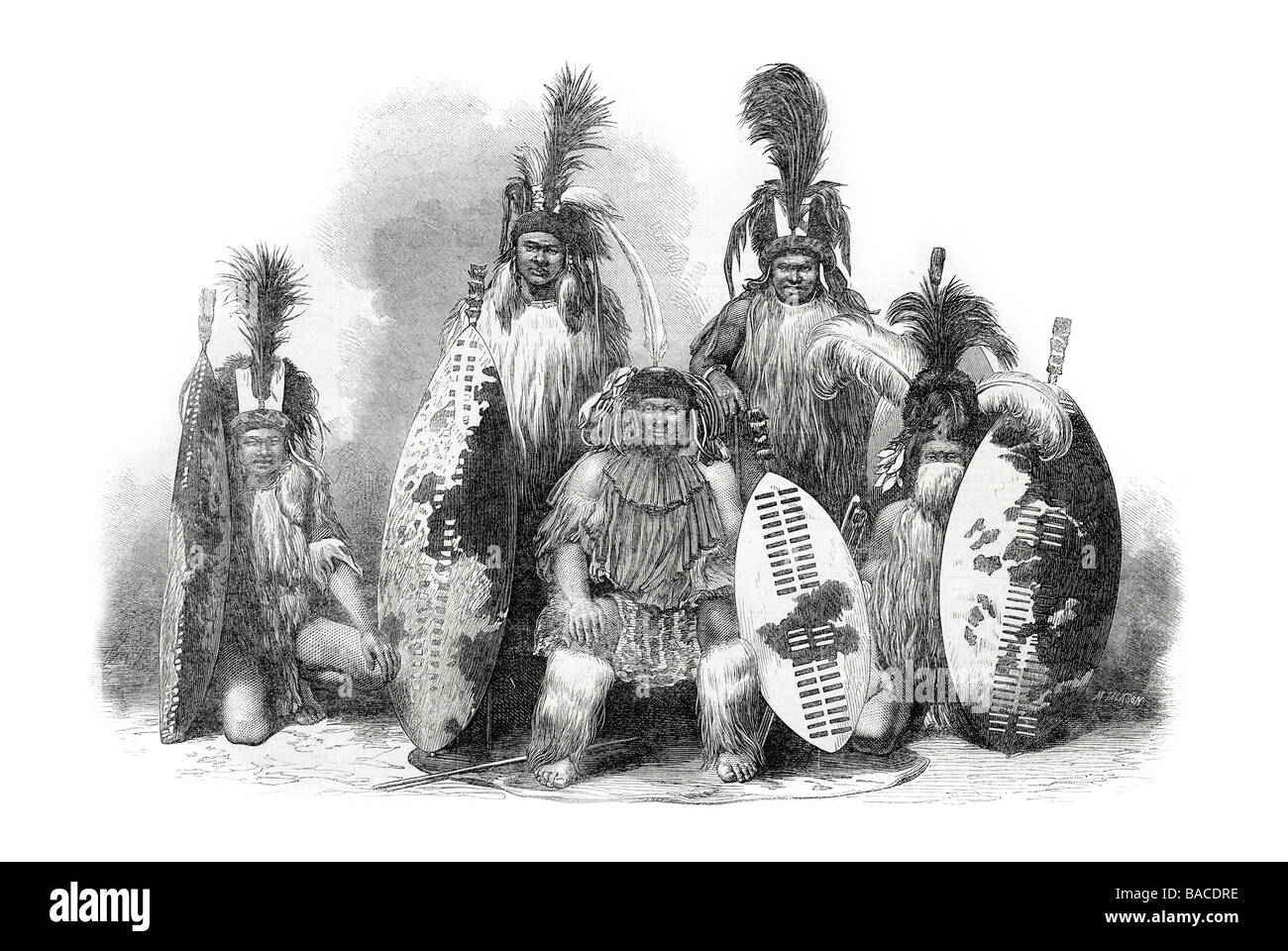 Kaffirs zulu natal República de Sudáfrica 1865 África Transvaal Foto de stock