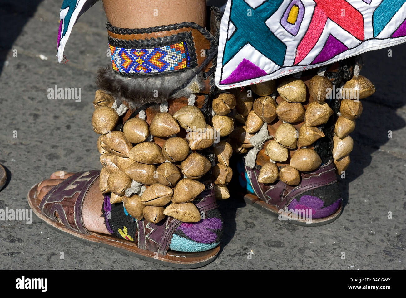 México, Distrito Federal, en la Ciudad de México, el zócalo cuadrado,  bailarín azteca llevaba huaraches (sandalias Mexicana Fotografía de stock -  Alamy