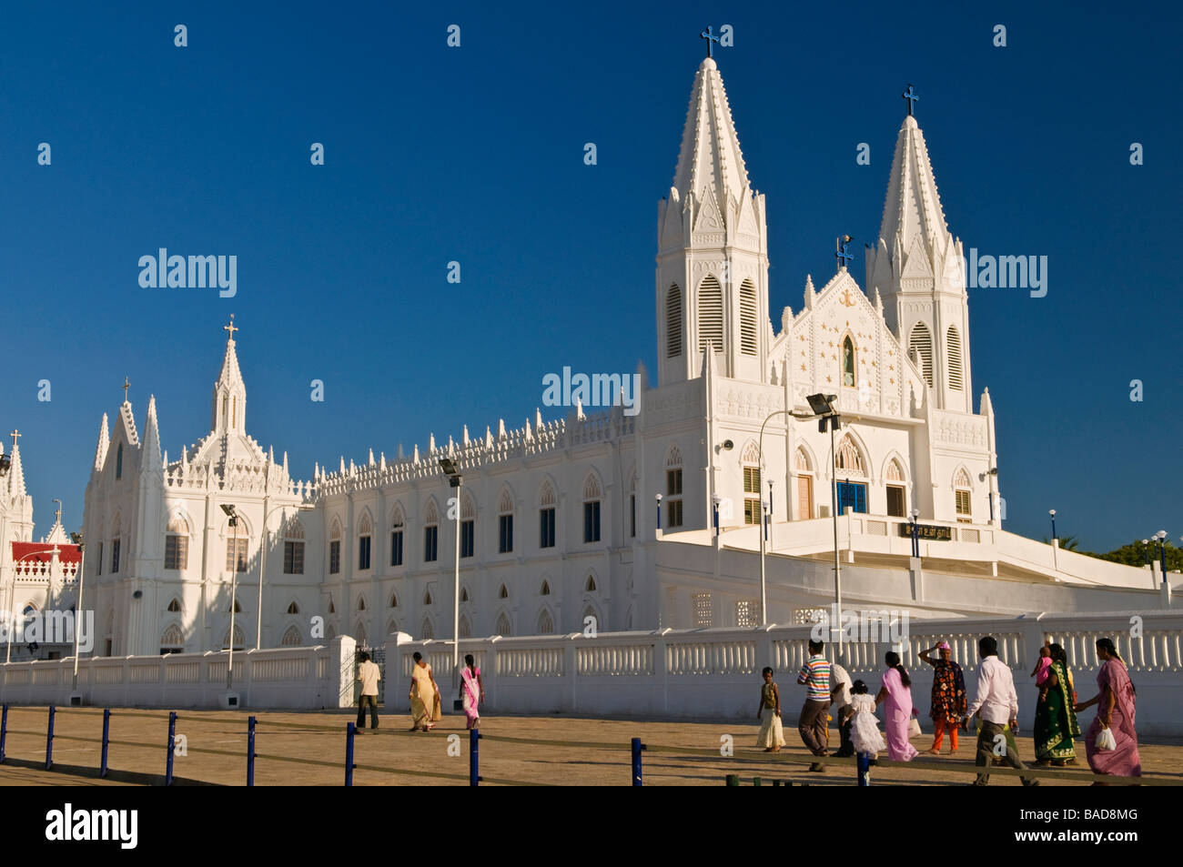 Santuario Basílica de Nuestra Señora de Velankanni buena salud de Tamil Nadu, India Foto de stock