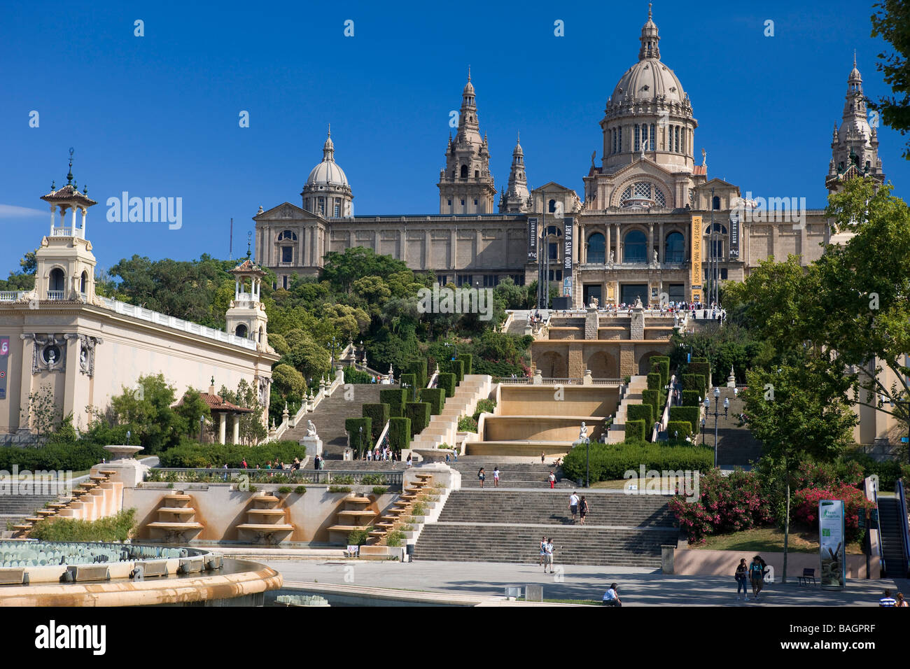 Espagne, Catalogne, Barcelona, la montaña de Montjuic, le Musée National d'Art de Catalogne (MNAC), el Palacio Nacional (Palacio Nacional) Foto de stock