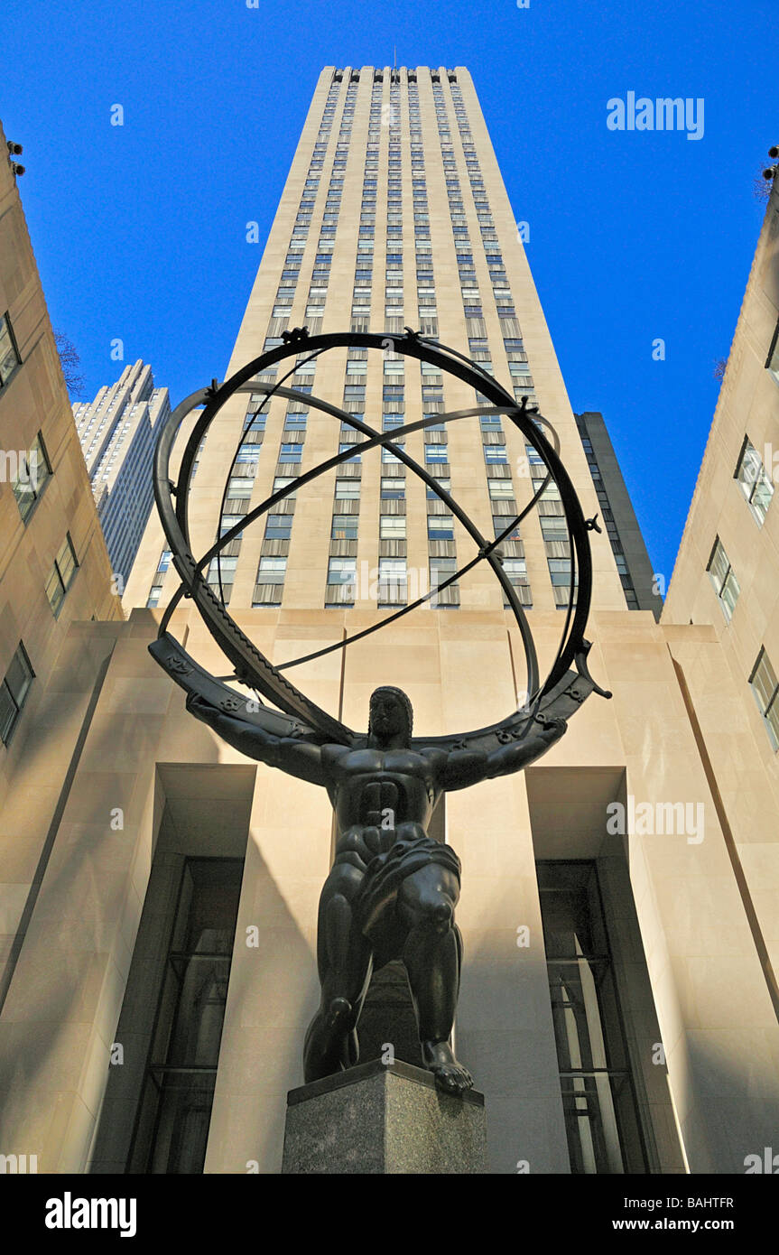 Atlas el Rockefeller Center de Nueva York Foto de stock