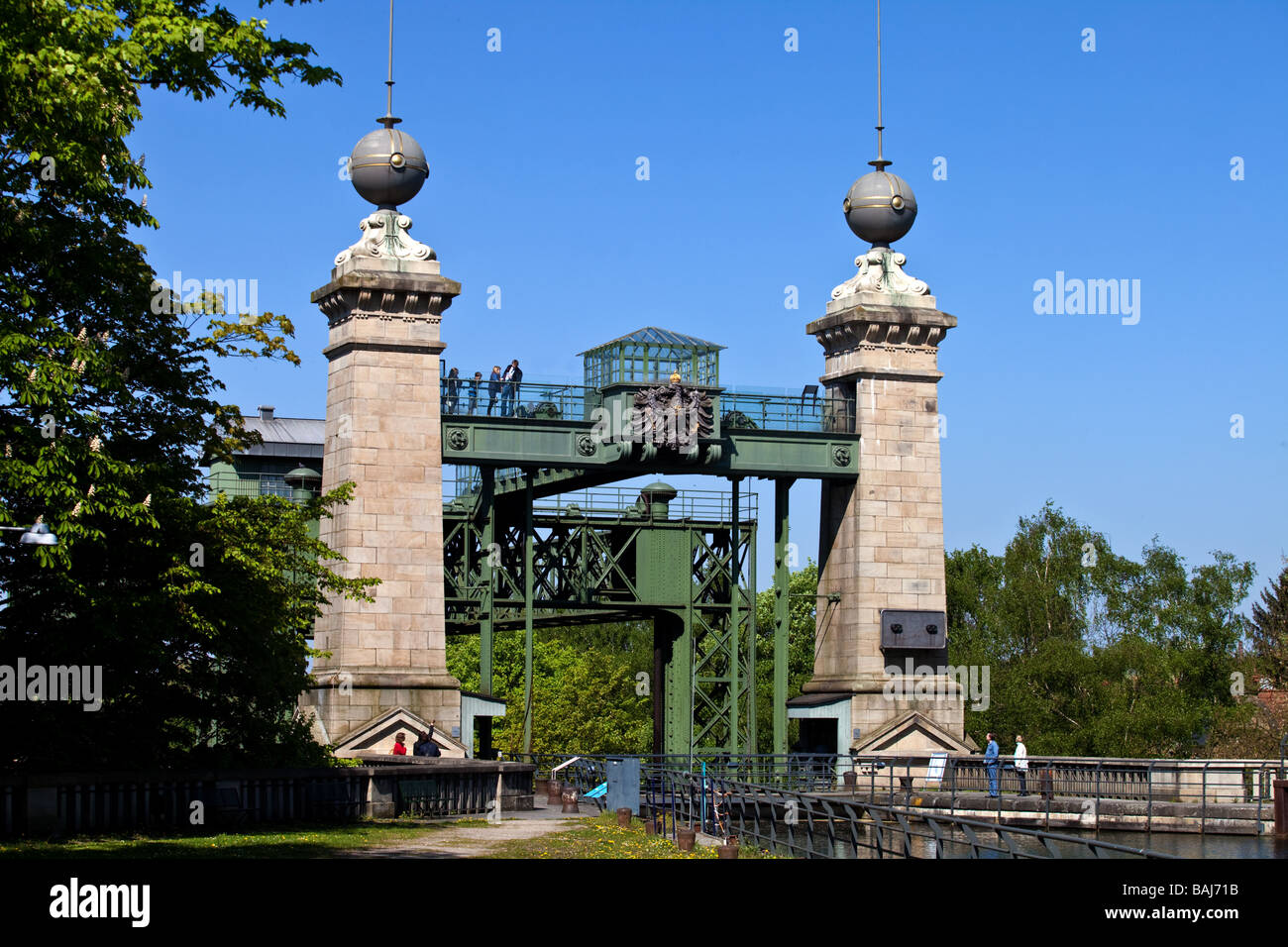El viejo Henrichenburg Shiplift en la ciudad de Waltrop, La Ruta de la Cultura Industrial , NRW, Renania del Norte-Westfalia, Alemania. Foto de stock