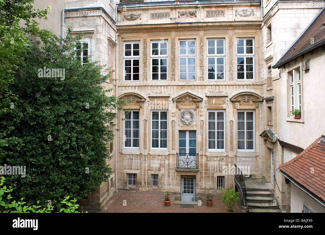 Francia, Cote d'Or, Dijon, Fyot de Mimeur Hotel, rue Amiral Roussin (Amiral Roussin calle). Foto de stock