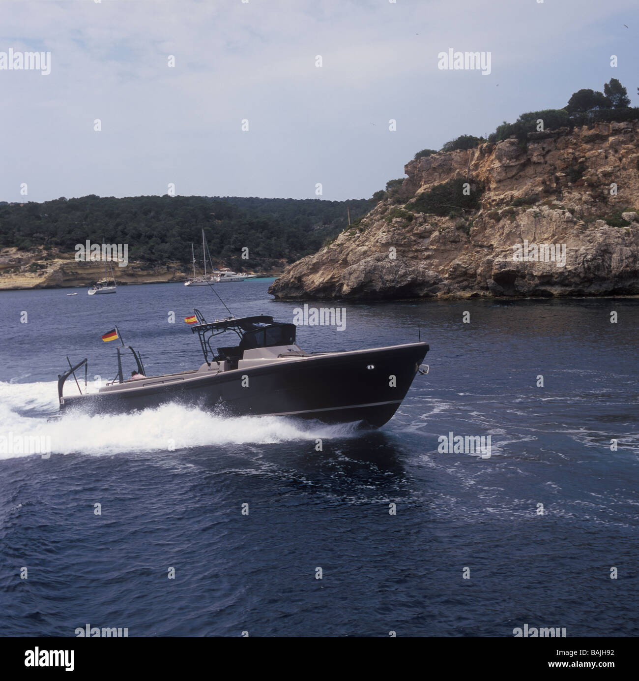 Alto rendimiento Bluegame 47' sport boat por Sanlorenzo teniendo un spin off de SW / Mallorca Mallorca, Islas Baleares, España Foto de stock