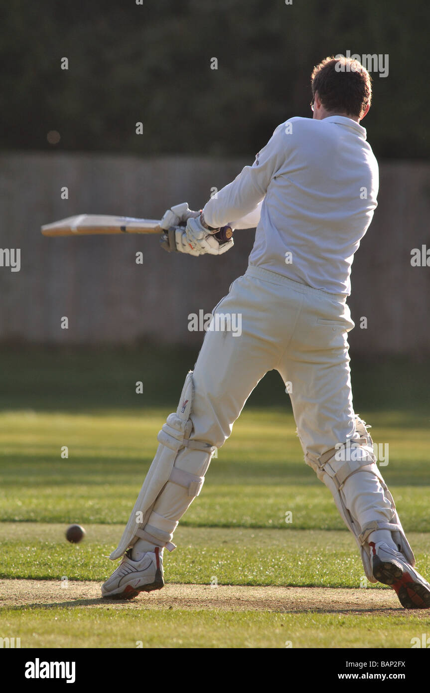 El cricket en aldea Rowington, Warwickshire, Inglaterra, Reino Unido. Foto de stock