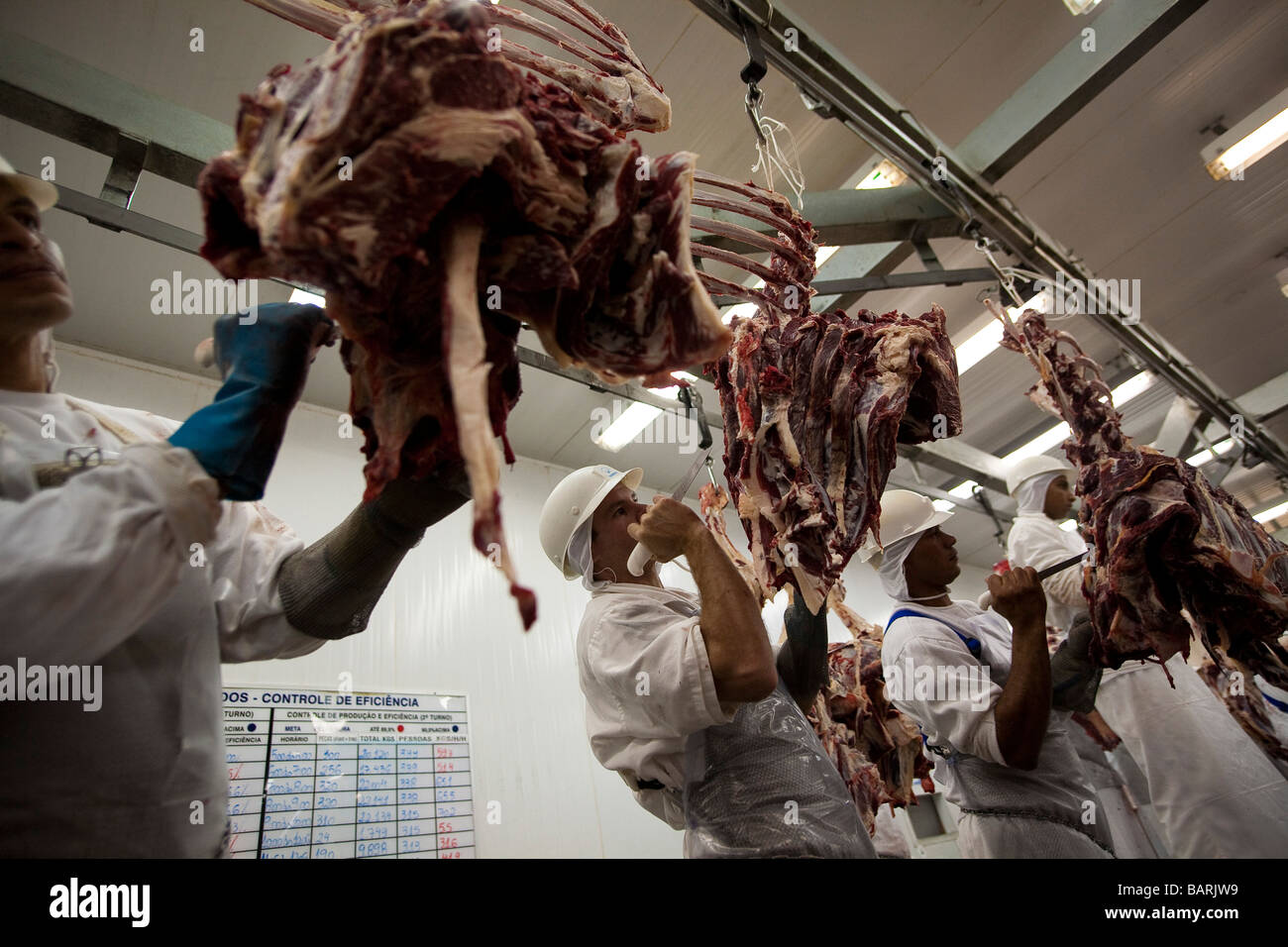 Planta de matadero, exportación de carne, Estado de Mato Grosso Amazonas Brasil Foto de stock