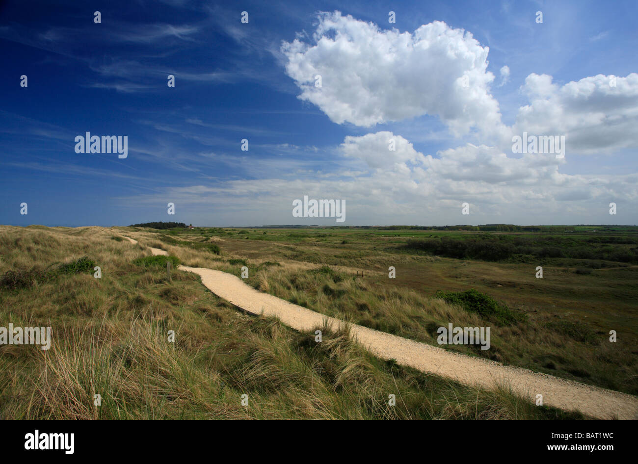 Camino a través de la reserva natural de las dunas de Holme. Foto de stock