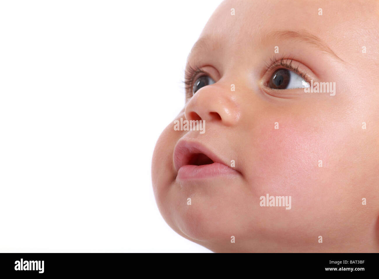Cerca del rostro del bebé Foto de stock