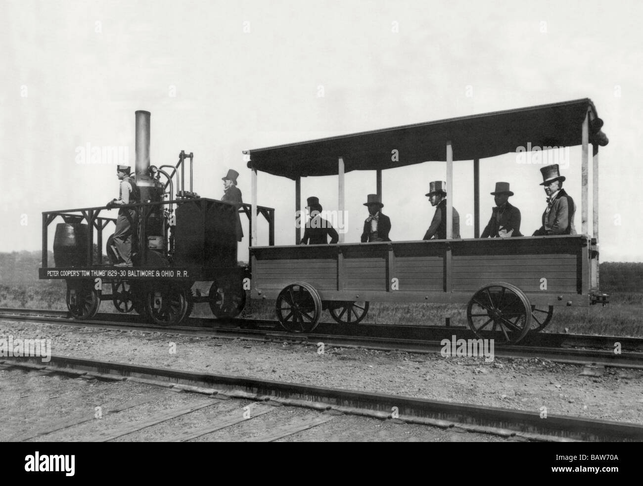 Probando el nuevo invento - el tren Foto de stock