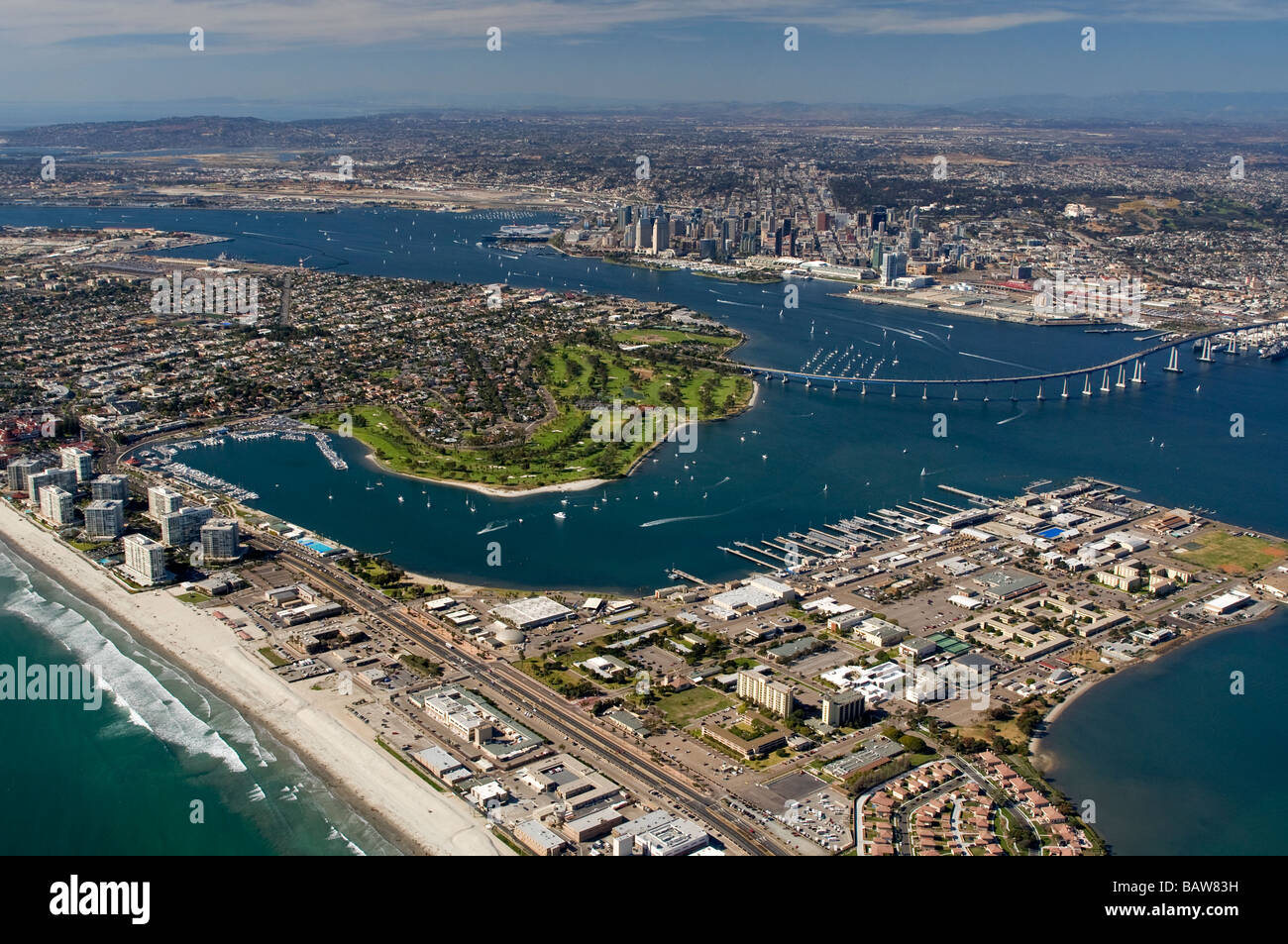 Una vista aérea de la Bahía de San Diego Foto de stock