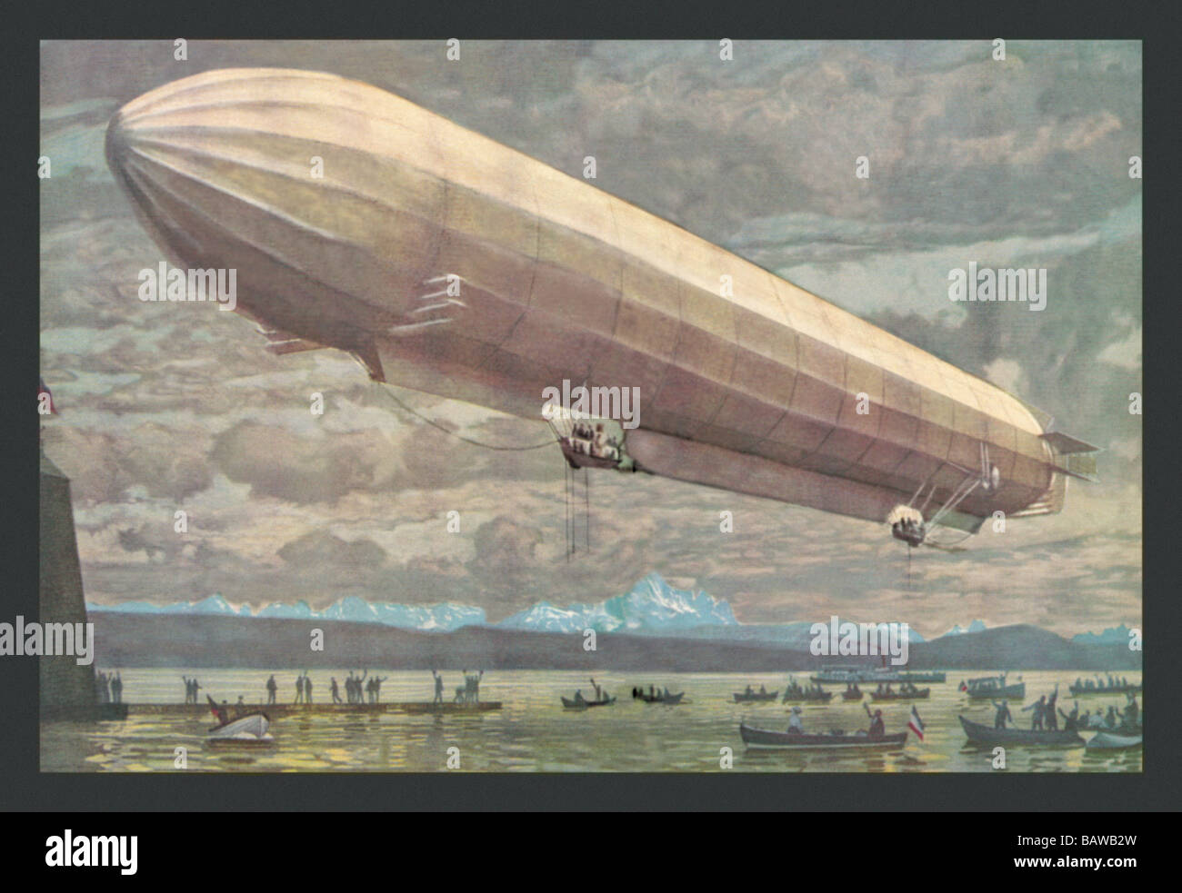 Zeppelin encima del Lago Constanza Foto de stock