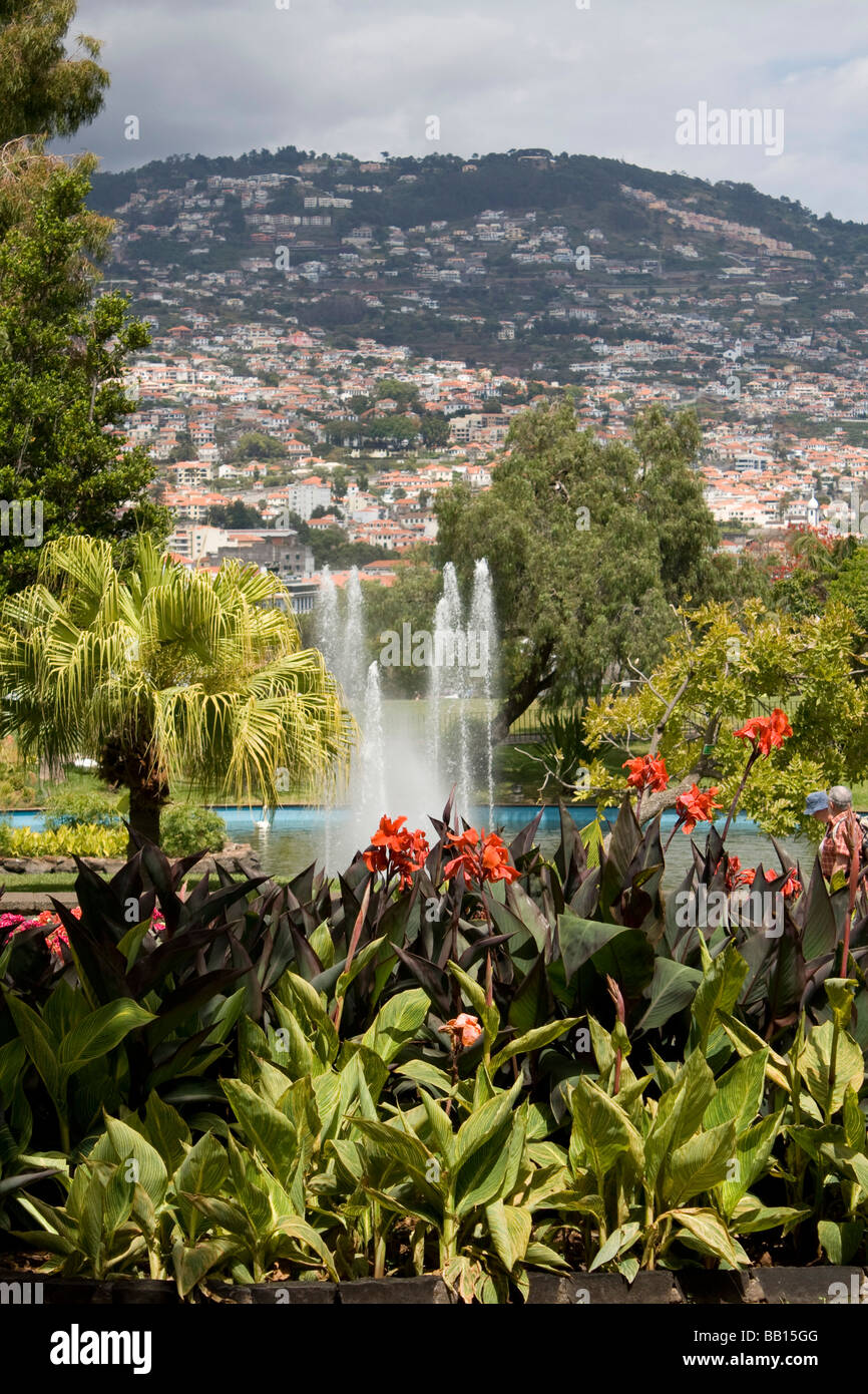 Los jardines municipales Funchal Madeira ciudad costera isla portuguesa en la mitad del océano Atlántico Foto de stock