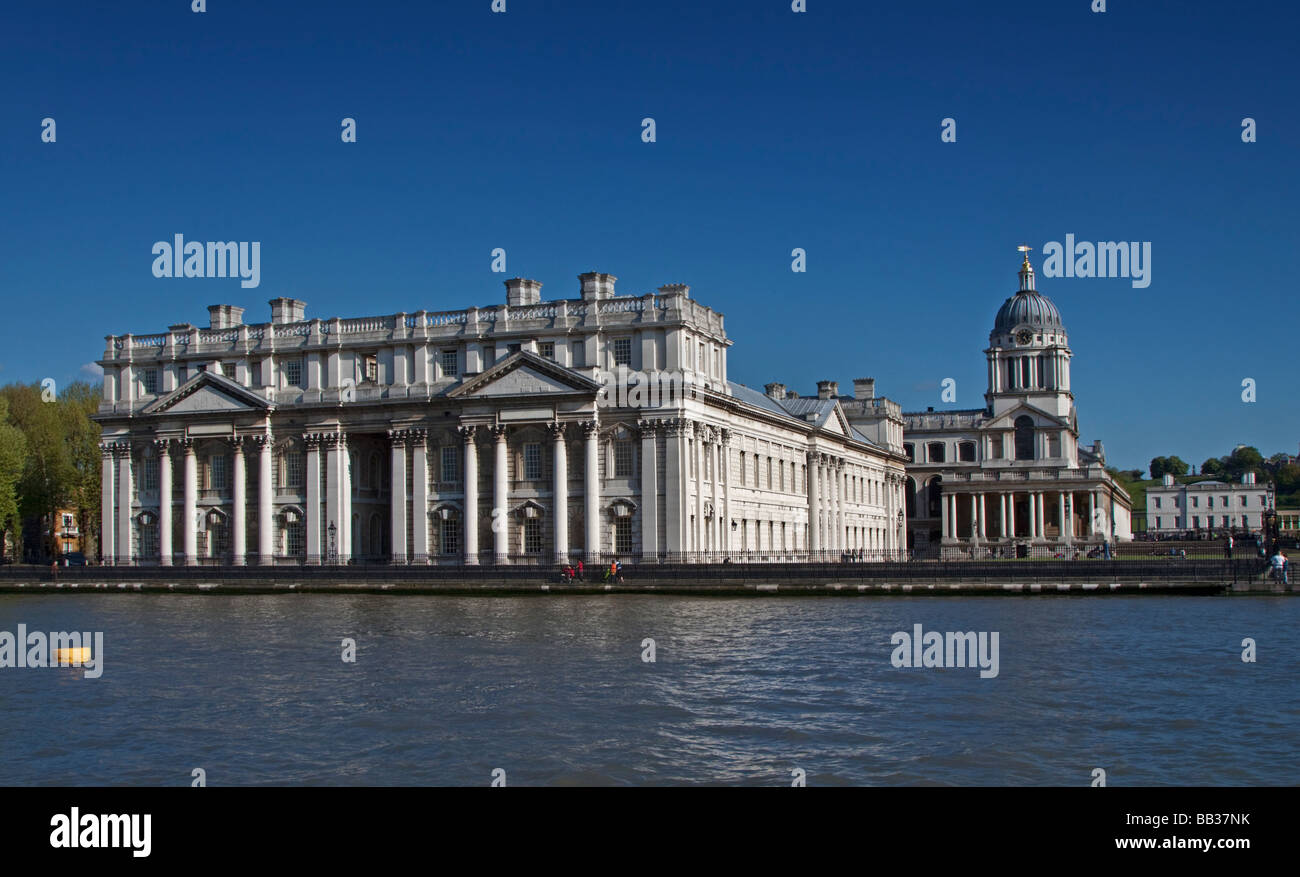 El Old Royal Naval College y el Río Támesis, Greenwich, Londres, Inglaterra Foto de stock
