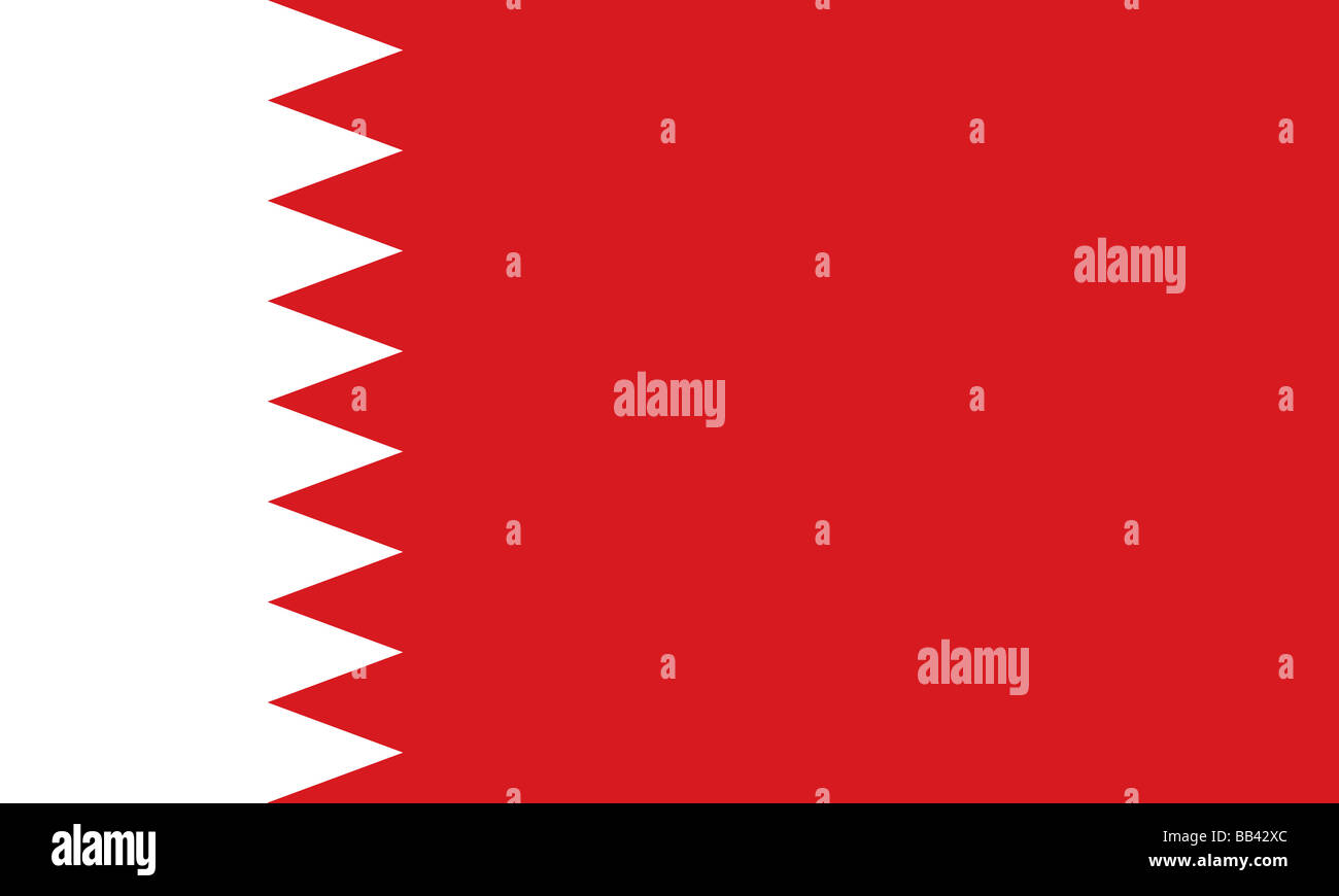 Bandera histórica de Bahrein, un país insular en el Golfo Pérsico, de 1972 a 2002. Foto de stock