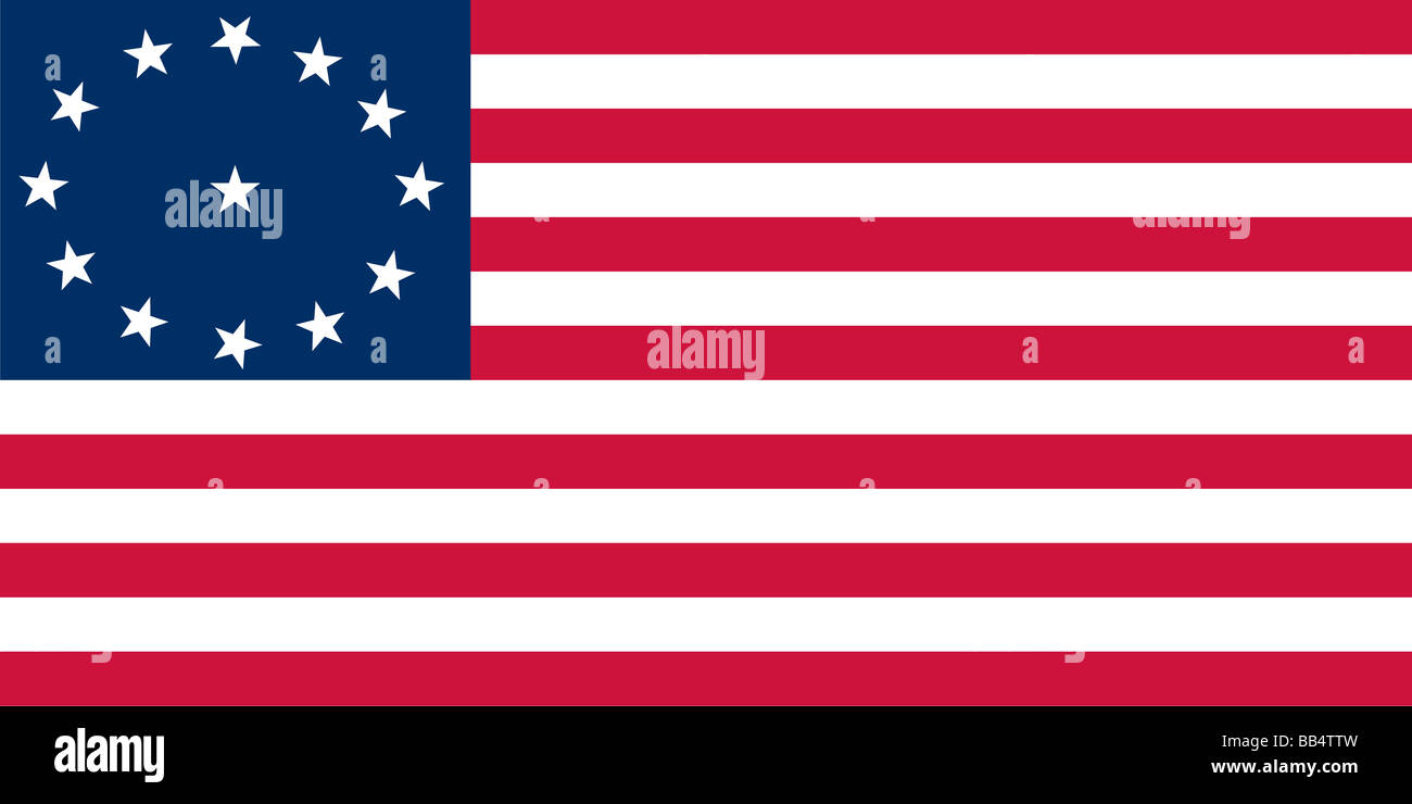 Bandera histórica de los Estados Unidos de América. En la batalla de Cowpens, Carolina del Sur, el 17 de enero de 1781, la Tercera Maryland Reg Foto de stock