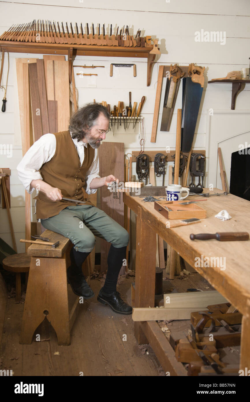 El taller del ebanista en Colonial Williamsburg, Virginia Fotografía de