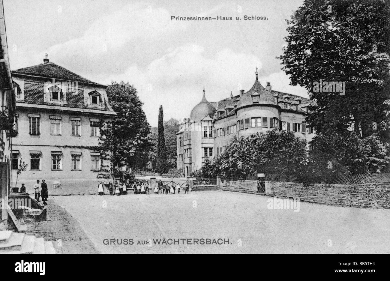 Geografía / viajes, Alemania, Waechtersbach, Castillo y Princesses House, vista exterior, postal, publicado por Karl Friedrich Huck, Waechtersbach, circa 1905, Foto de stock