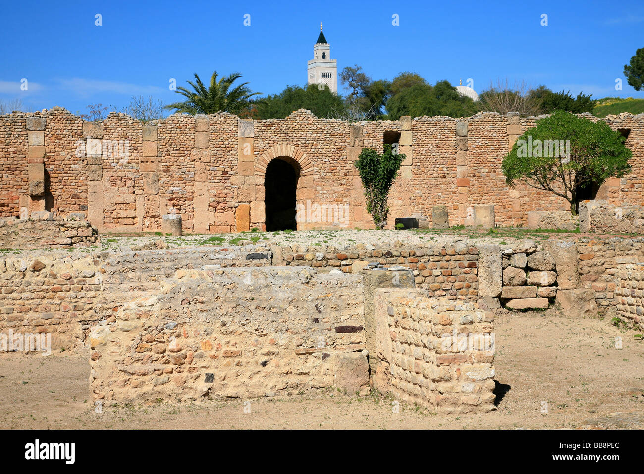 Ruinas de villas romanas en Cartago, Túnez Foto de stock