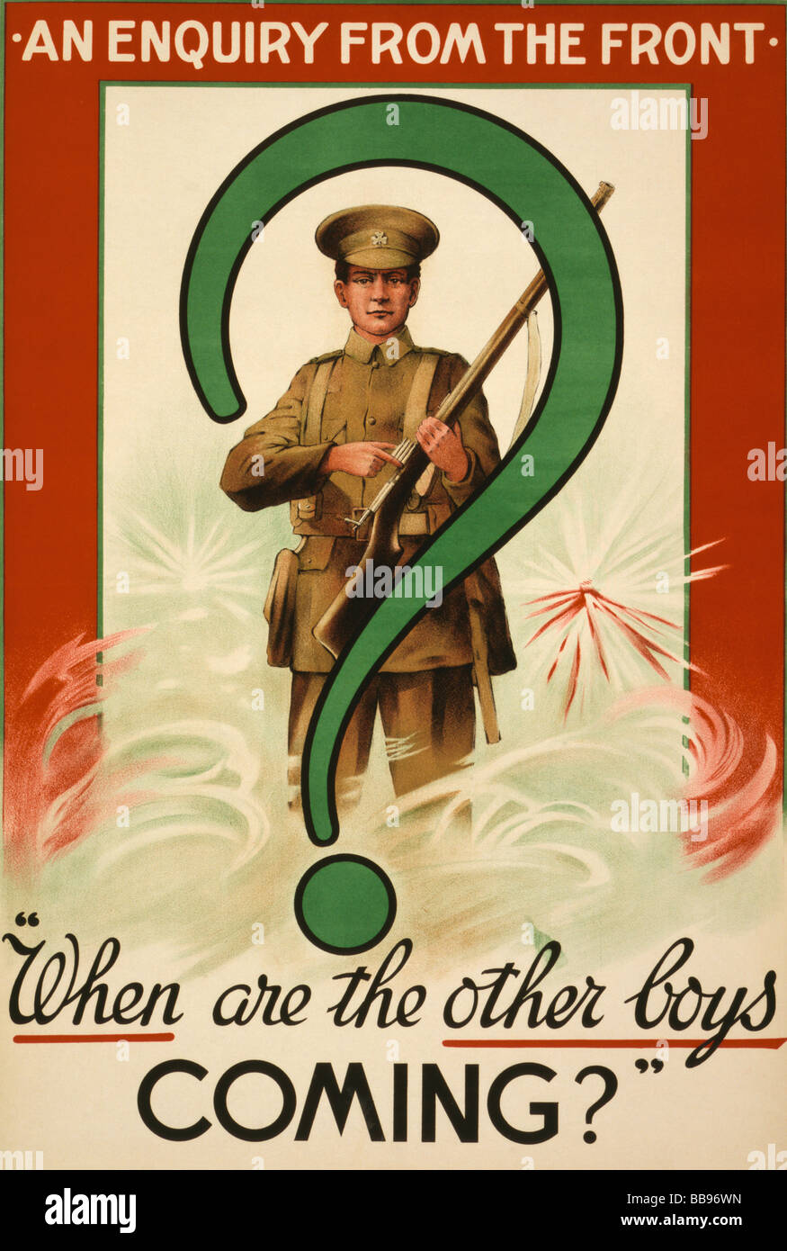 Primera Guerra Mundial cartel de reclutamiento publicado en Irlanda Foto de stock