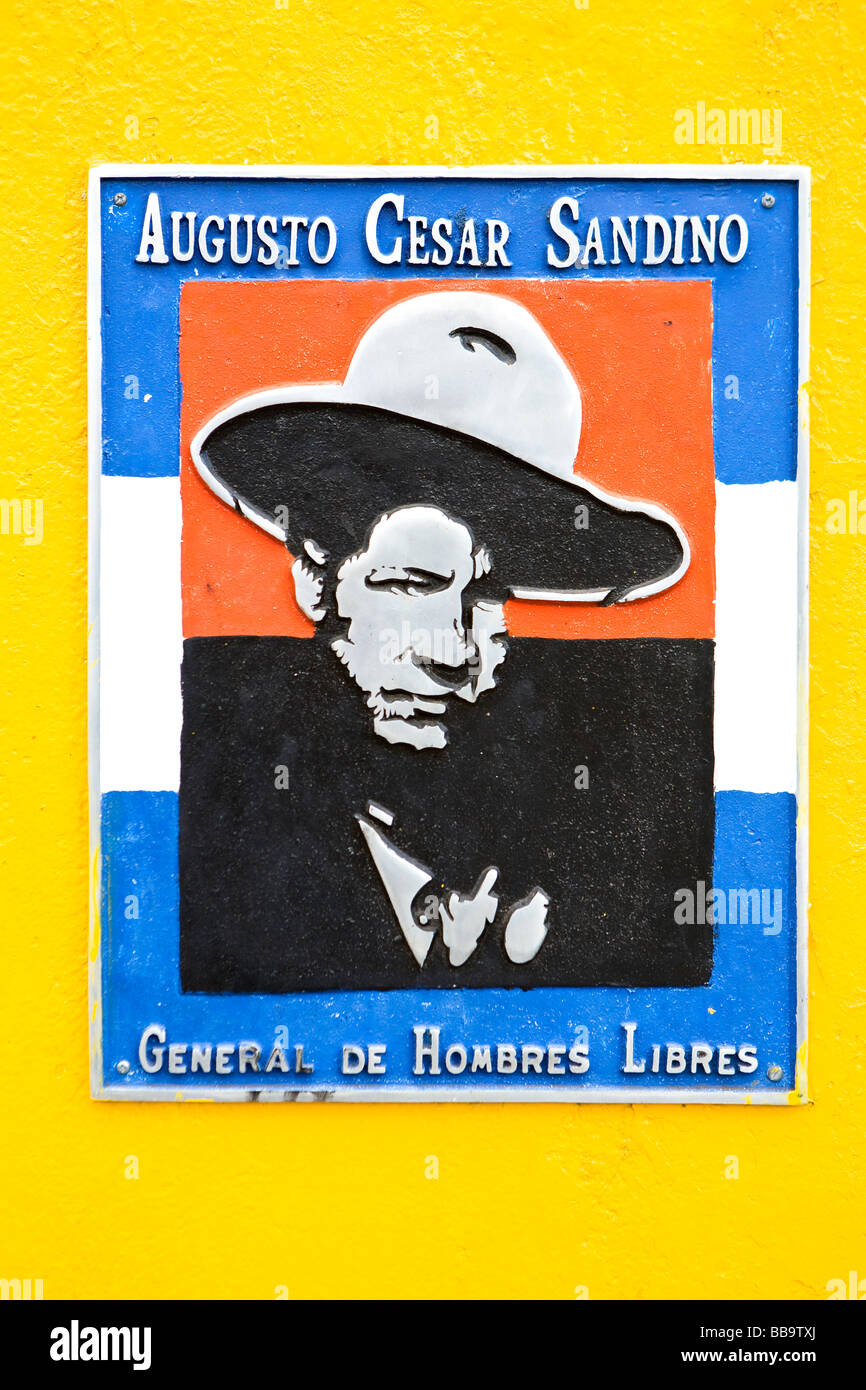 Placa de Augusto César Sandino Leon Nicaragua Foto de stock