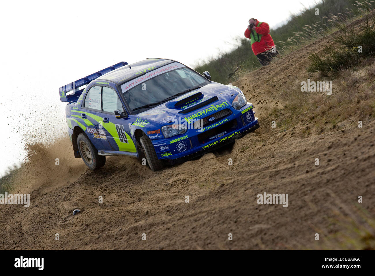 Subaru Impreza WRC Rally Lausitz, deriva, motorsportss, Sajonia, Alemania, Europa Foto de stock