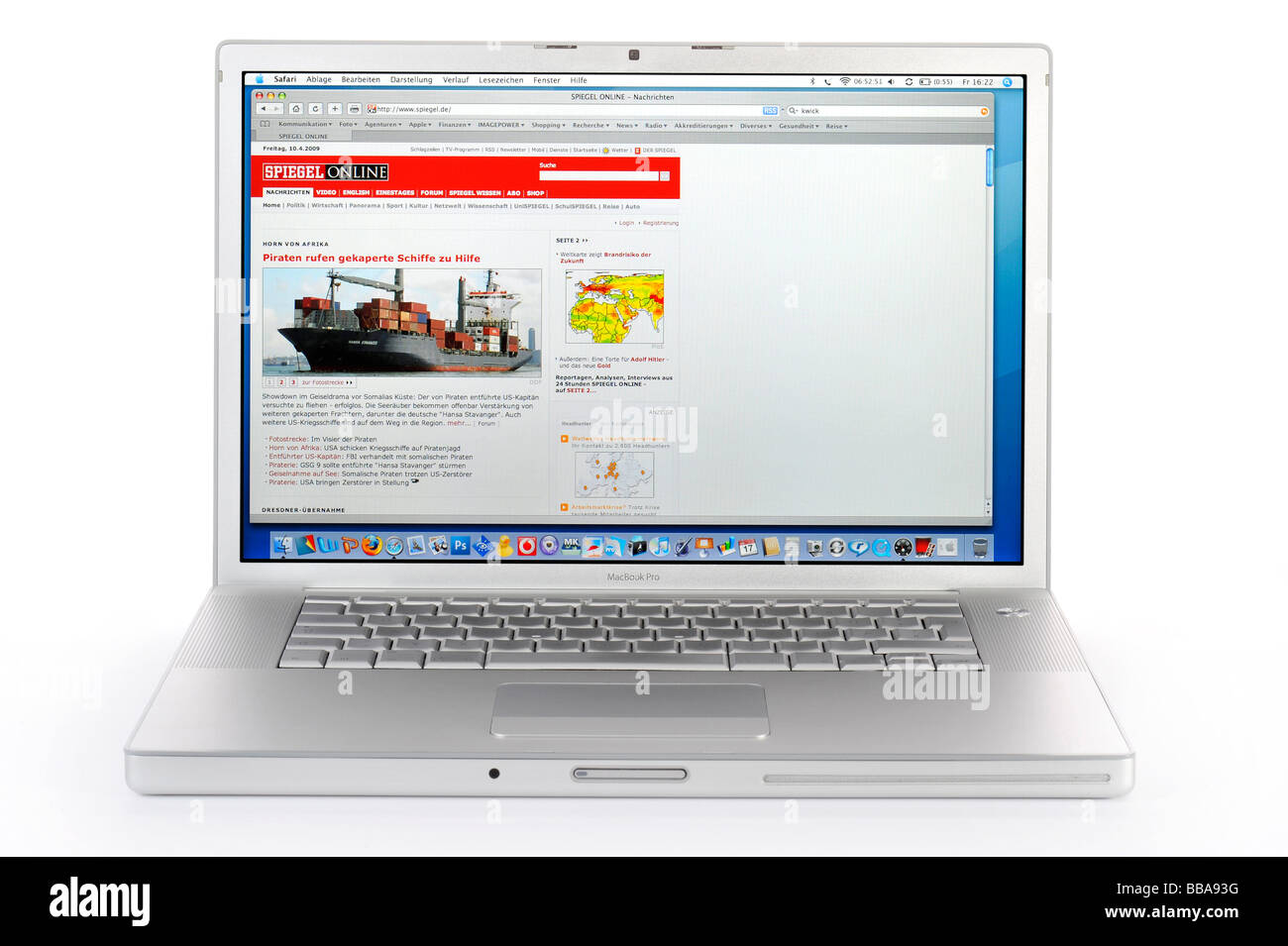 Portal de noticias alemana Spiegel, en Apple MacBook Pro. Foto de stock