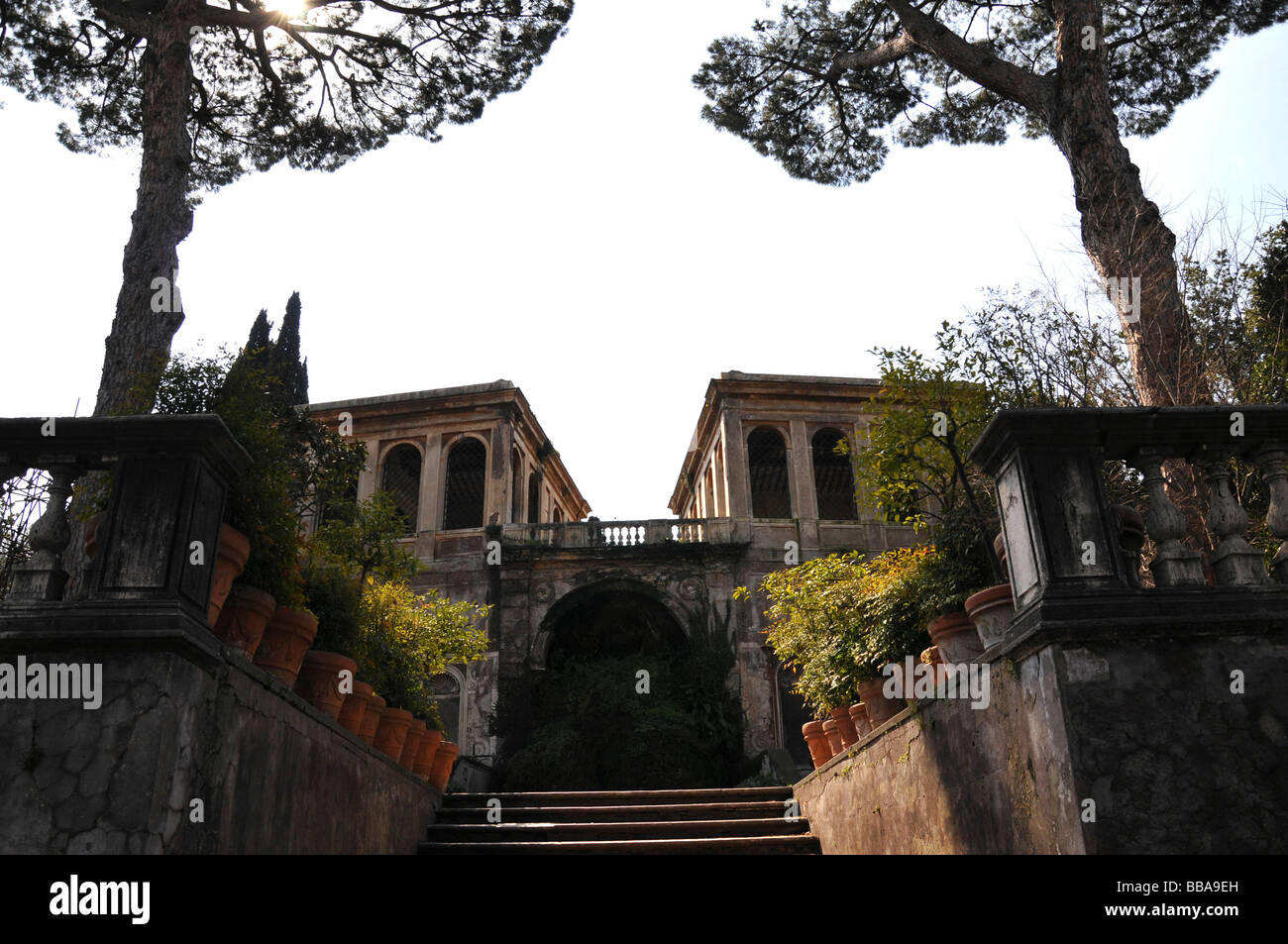 Escalera, Faranese jardines, la Colina del Palatino, el histórico de la ciudad, Roma, Italia, Europa Foto de stock