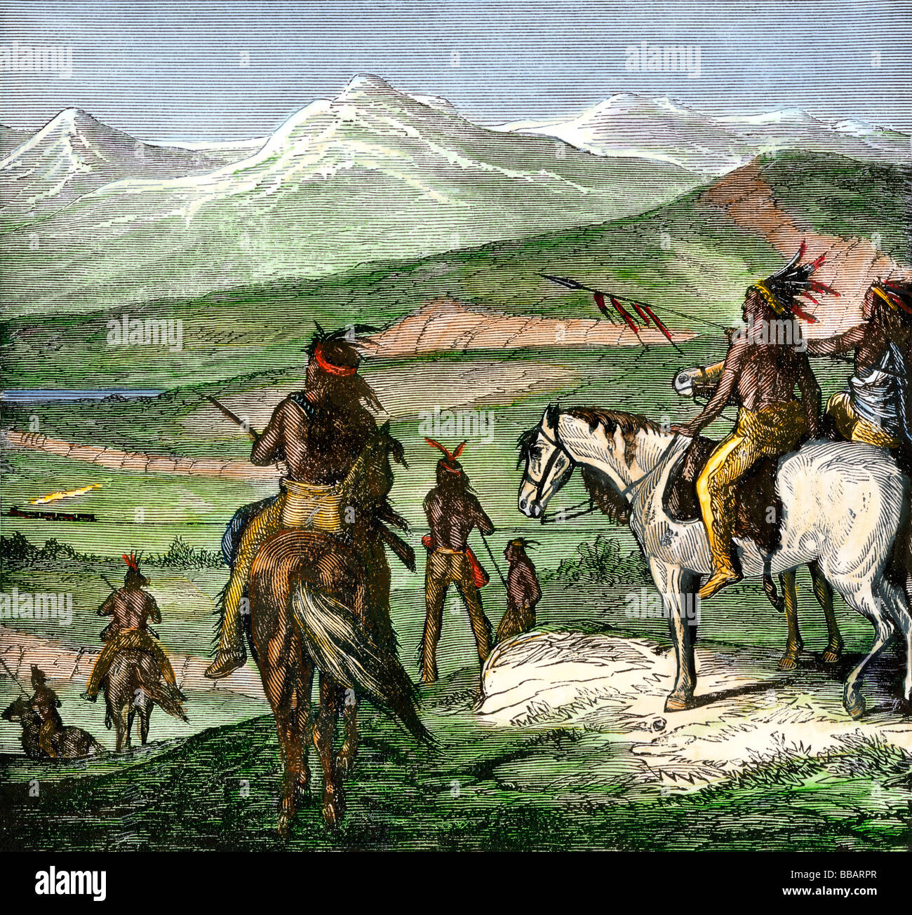 Los Nativos Americanos obteniendo la primera vista del ferrocarril