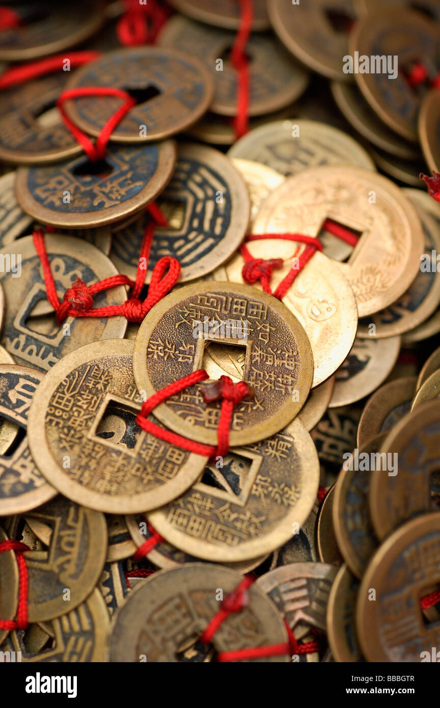 Colección de monedas de la suerte de chino tradicional Fotografía