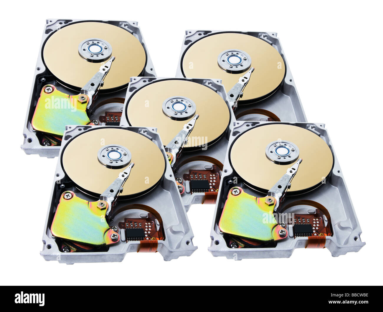 Los discos duros de las computadoras Foto de stock