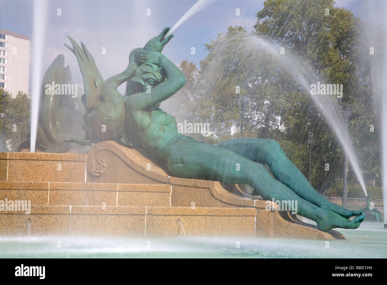 Logan Square Fountain Parkway del Distrito de los Museos de Filadelfia Pensilvania EE.UU. Foto de stock