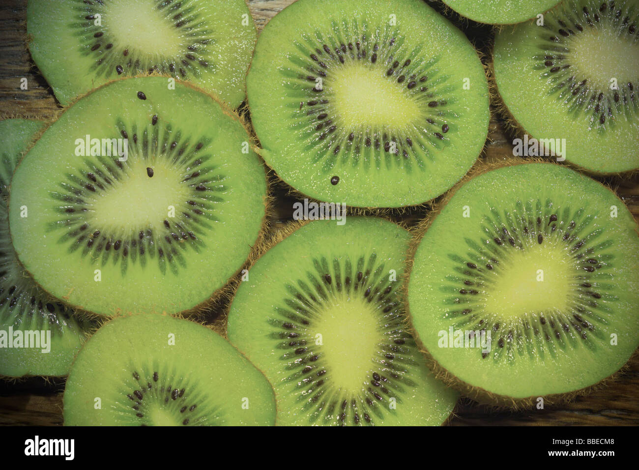 Close-up de rodajas de kiwi Foto de stock