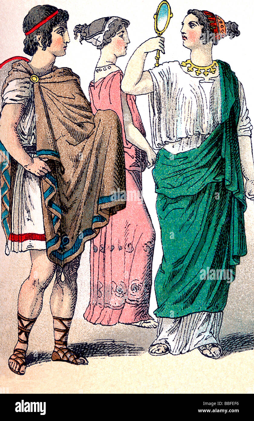 El griego antiguo hombre y mujer Foto de stock