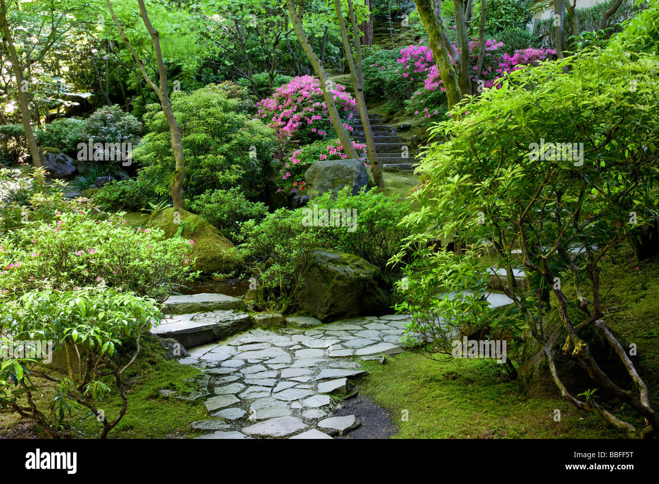 Jardín Japonés, Portland, Oregón, EE.UU. Foto de stock
