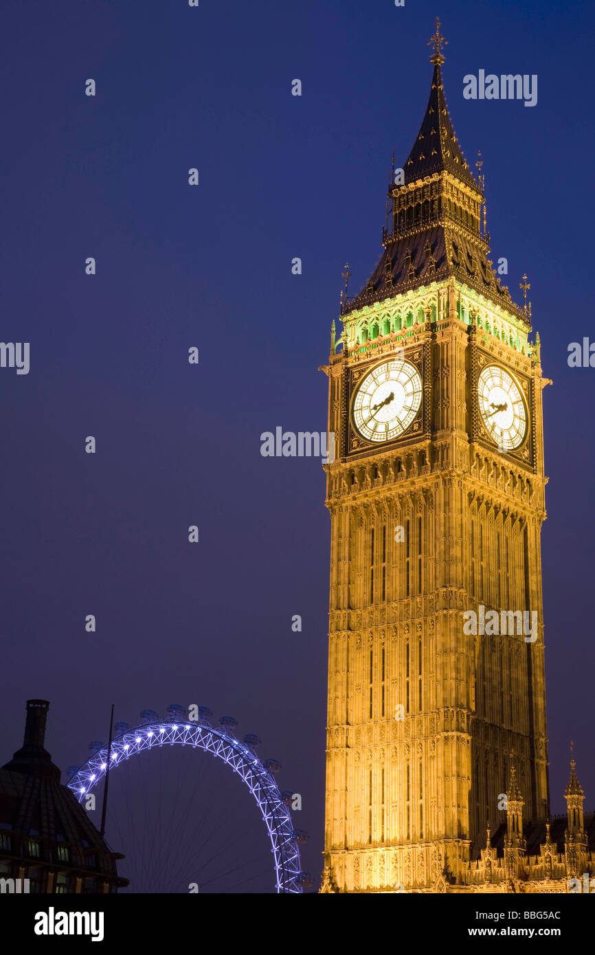 El Big Ben y el London Eye Foto de stock