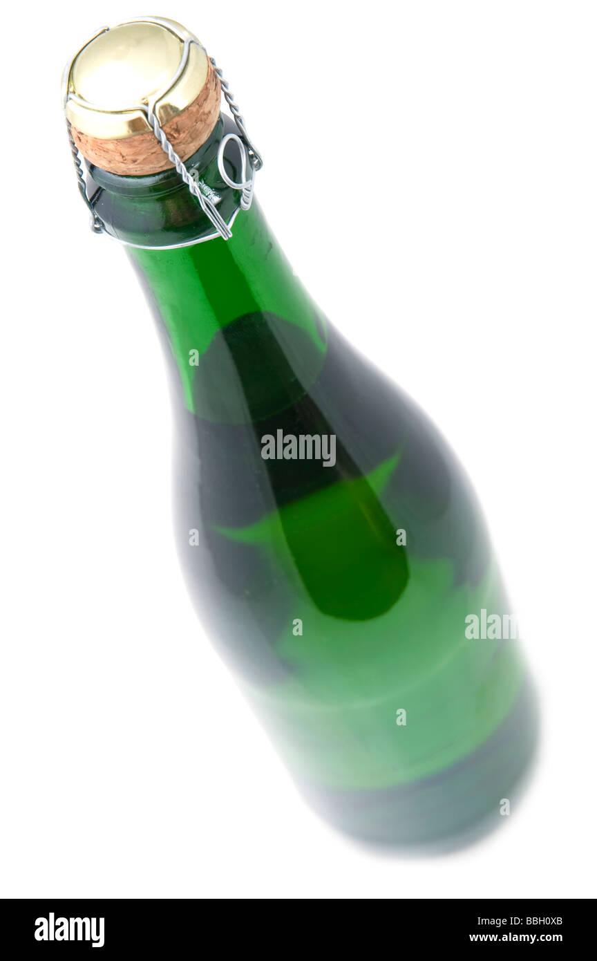 Objeto en blanco botella vino espumoso Foto de stock