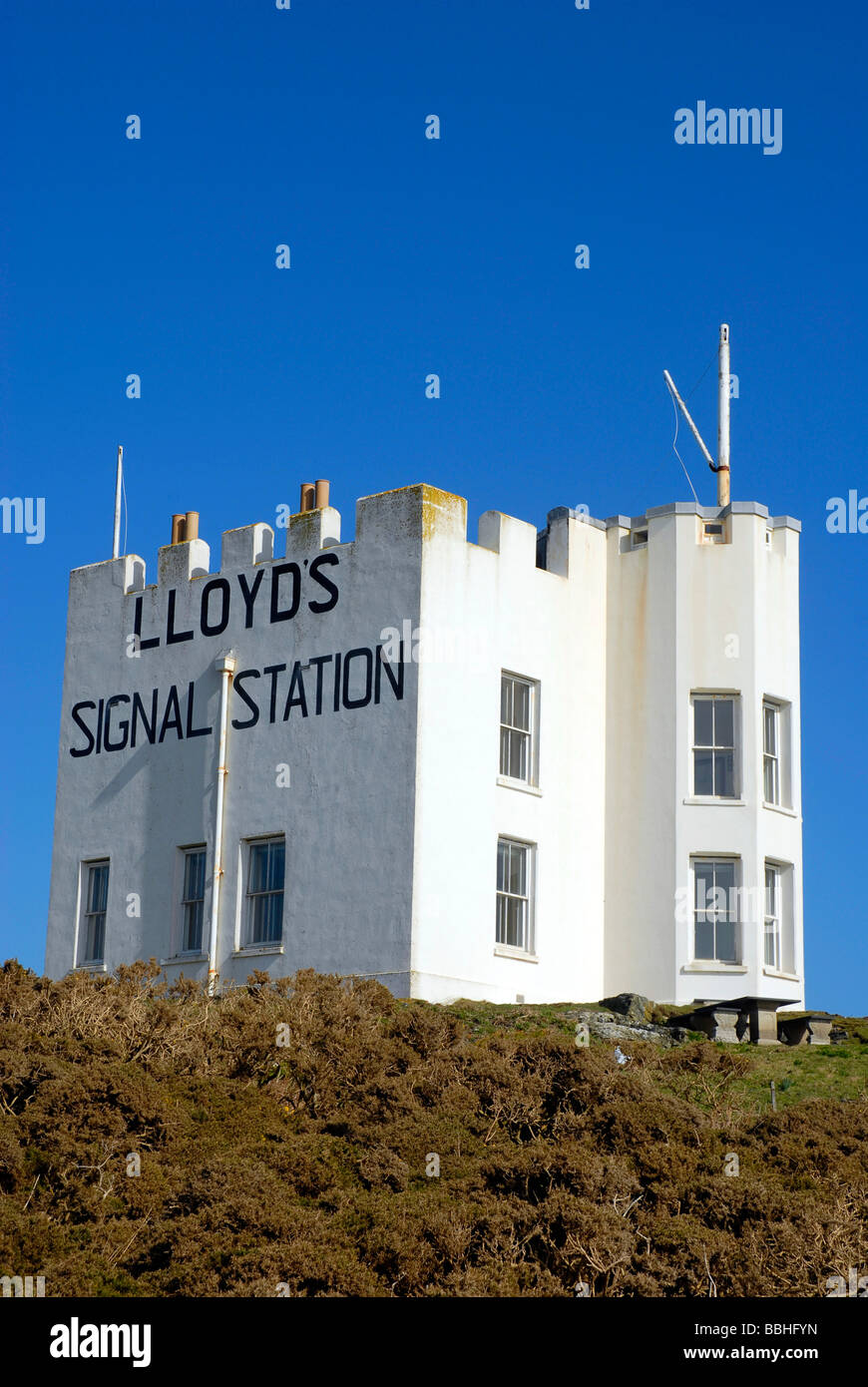 "Señal de Lloyd's Station' 'El Lagarto' de Cornwall, Inglaterra, Reino Unido Foto de stock