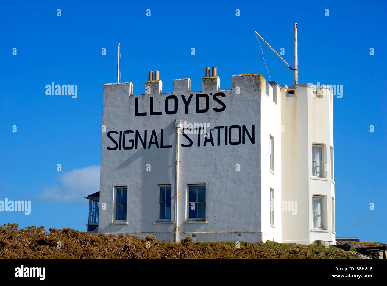 "Señal de Lloyd's Station' 'El Lagarto' de Cornwall, Inglaterra, Reino Unido Foto de stock