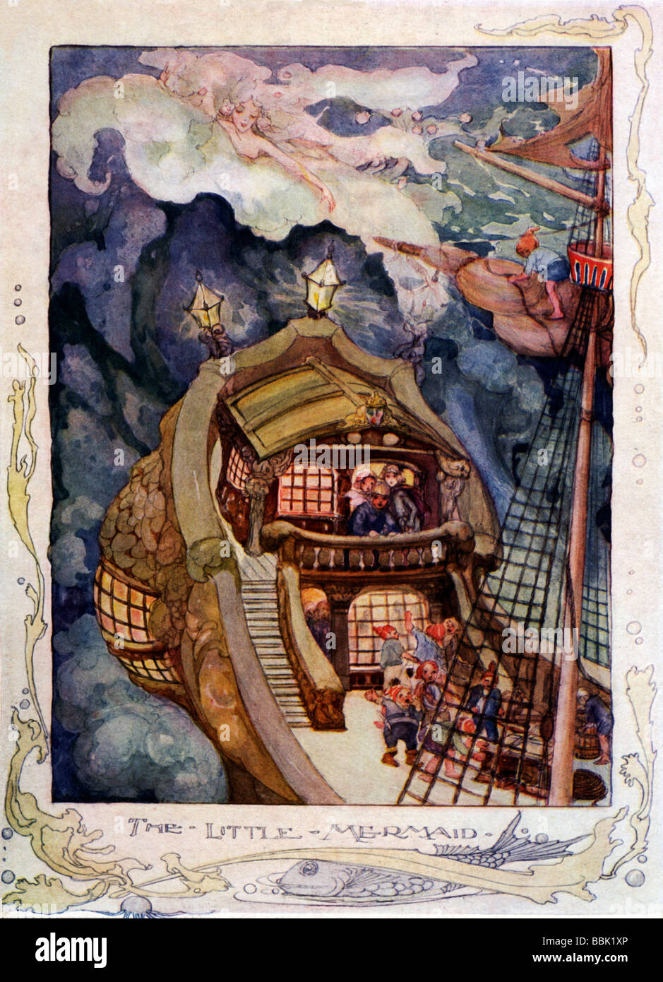 La Sirenita Ilustración por Anne Anderson del cuento de Hans Anderson Foto de stock